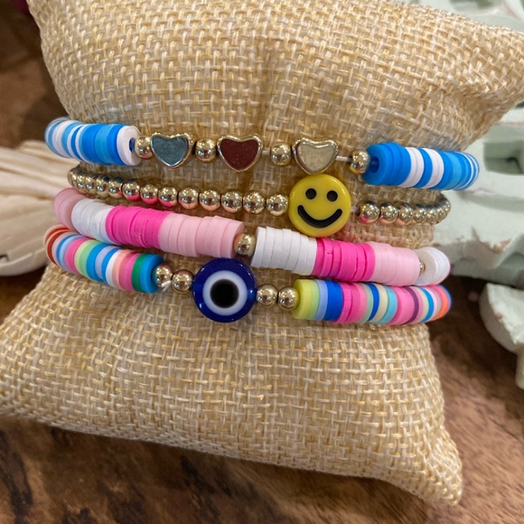 Beaded Hearts & Smiles Bracelet Stack - Picture 1 of 5